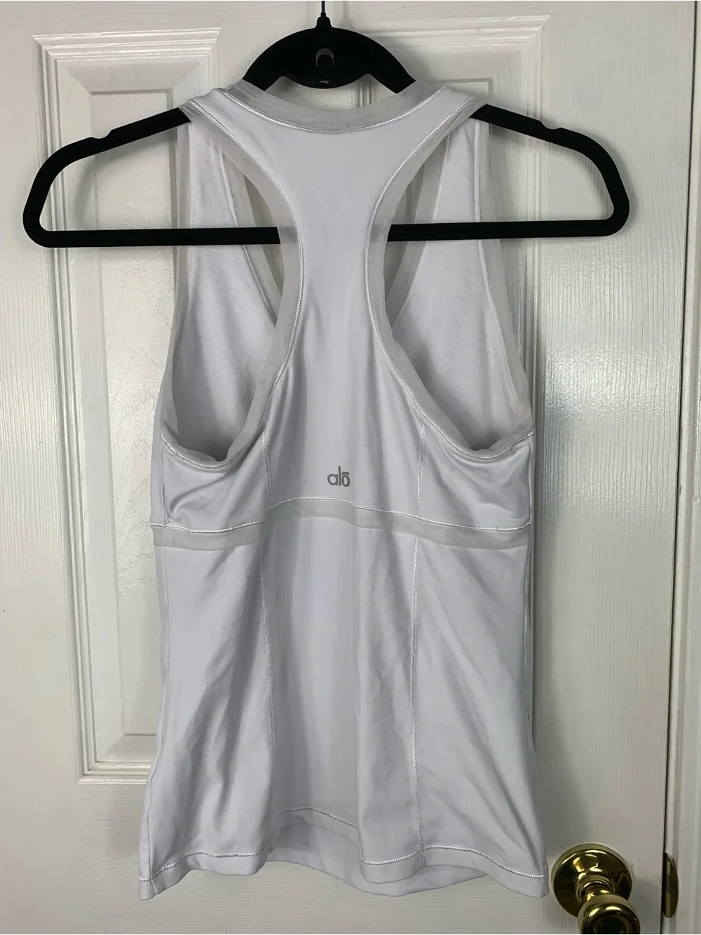 ALO Yoga White Racerback V-Neck Tank Top
